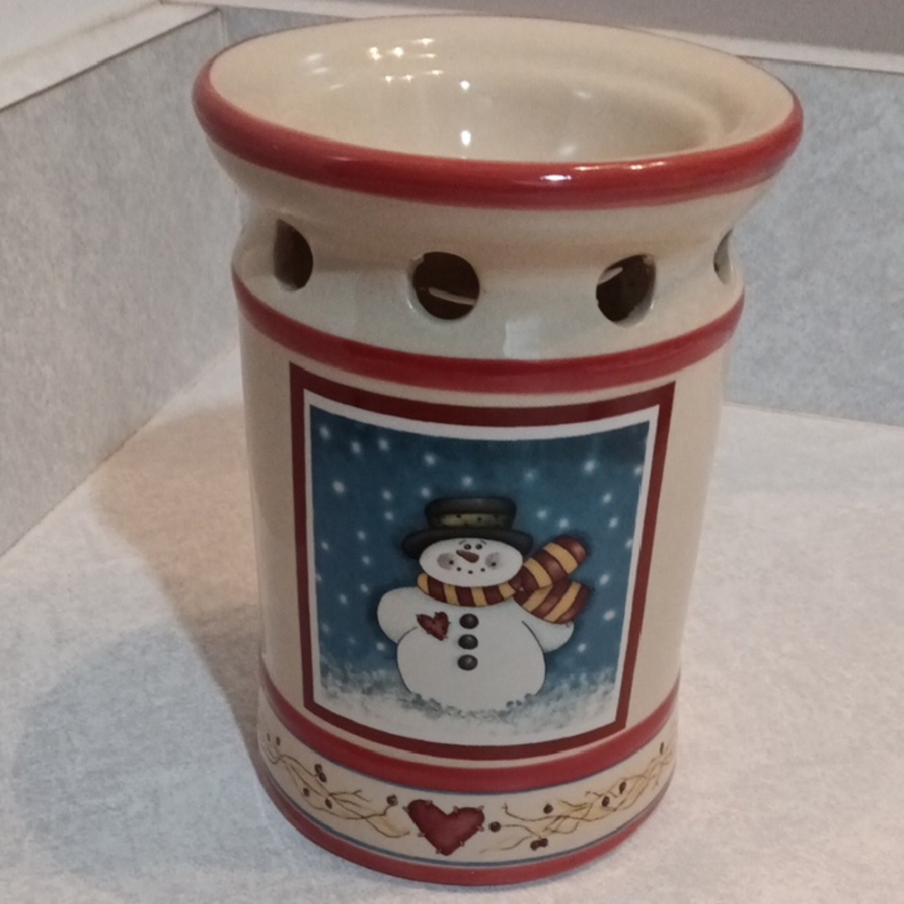 Dianna Marcum Festive Snowman Ceramic Candle Holder